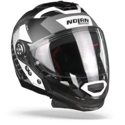 Nolan N70-2 GT Celeres 30 Flat Zwart Wit Zilver Multihelm