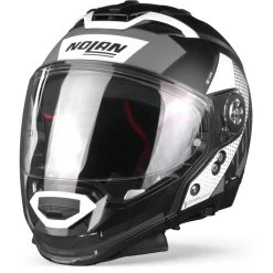Nolan N70-2 GT Celeres 30 Flat Zwart Wit Zilver Multihelm -Nolan-Motorfiets n70 2 gt celeres n com flat black 30 frontpage
