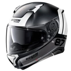 Nolan N87 Plus Distinctive 23 Flat Zwart Zilver Wit Integraalhelm