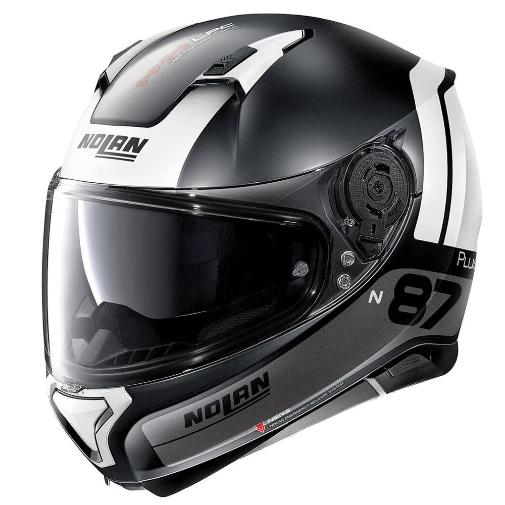 Nolan N87 Plus Distinctive 23 Flat Zwart Zilver Wit Integraalhelm 1 Nolan N87 Plus Distinctive 23 Flat Zwart Zilver Wit Integraalhelm