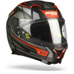 Nolan N87 Originality 069 Zwart Rood Grijs Integraalhelm -Nolan-Motorfiets nolan x lite n87 orginality 69.33 1